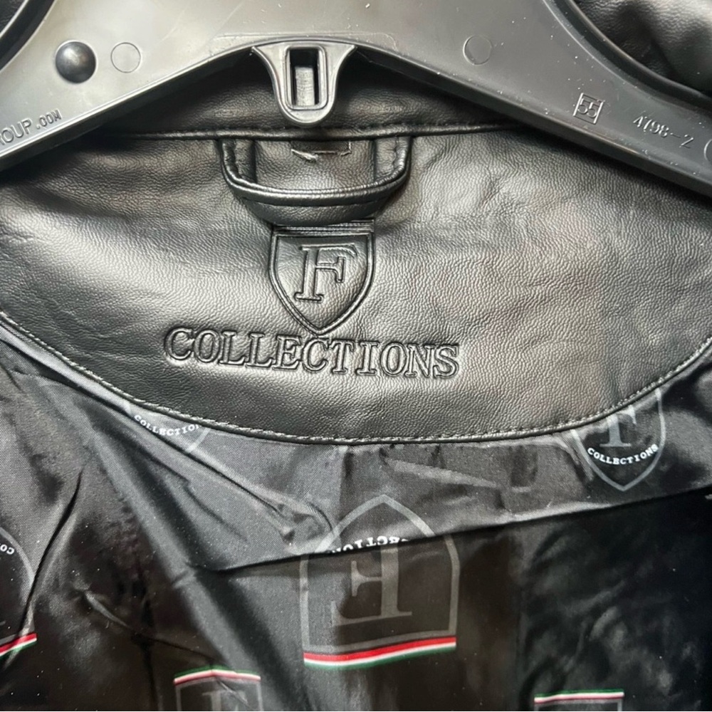 Men's Black Leather Jacket with Red Accents - Picture 5 of 6